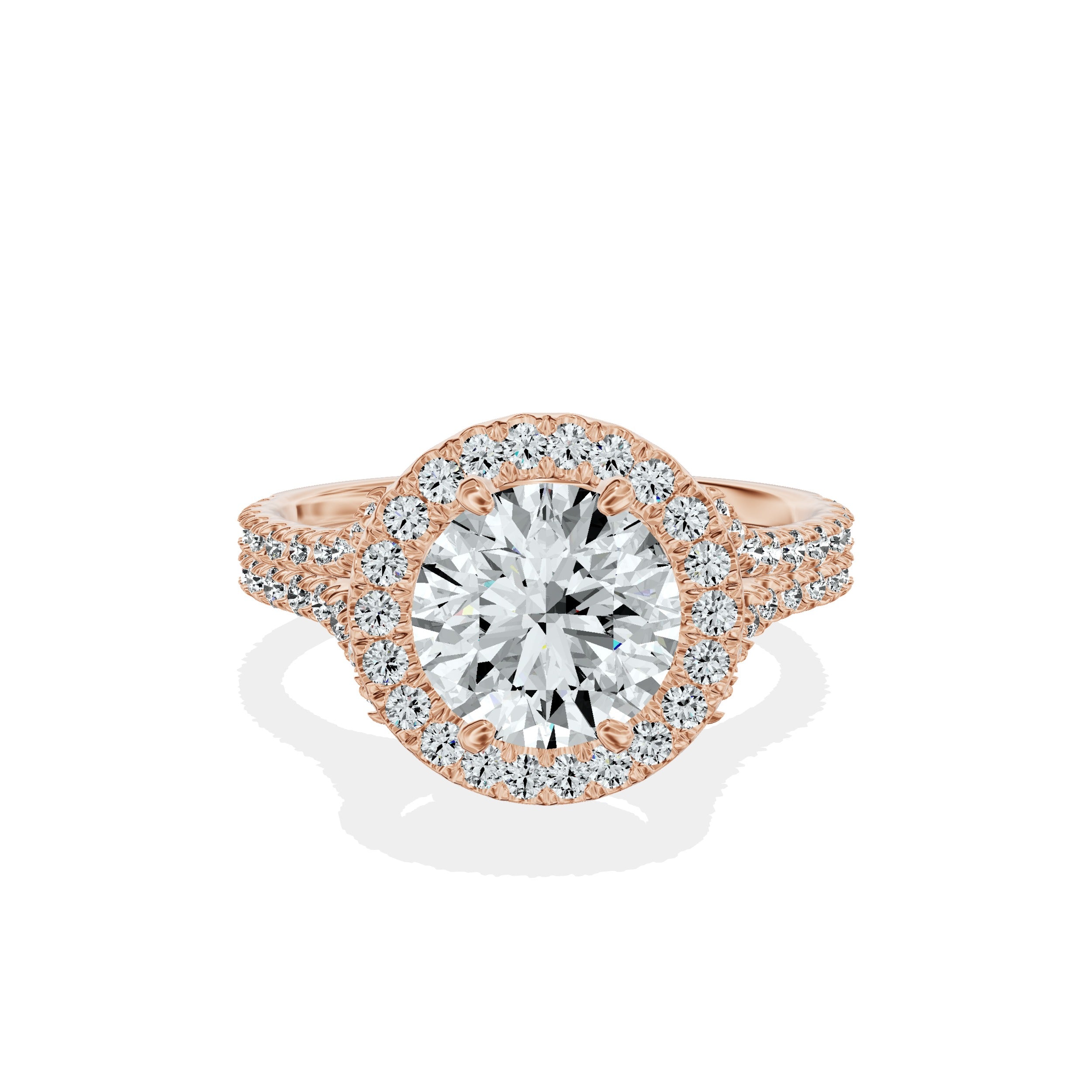 Split Shank Hidden Halo Engagement Ring