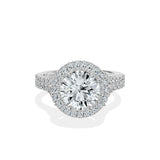 Split Shank Hidden Halo Engagement Ring