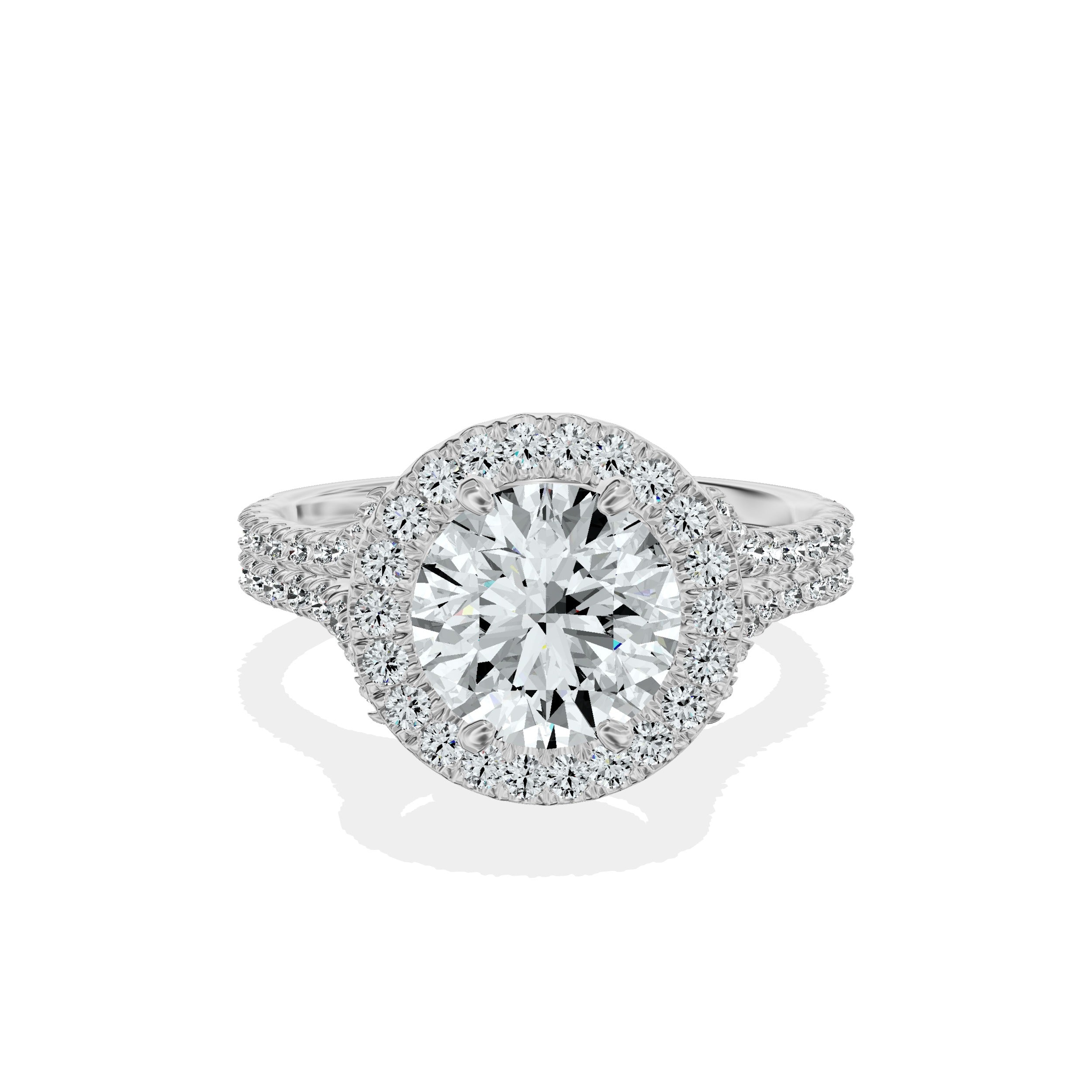 Split Shank Hidden Halo Engagement Ring