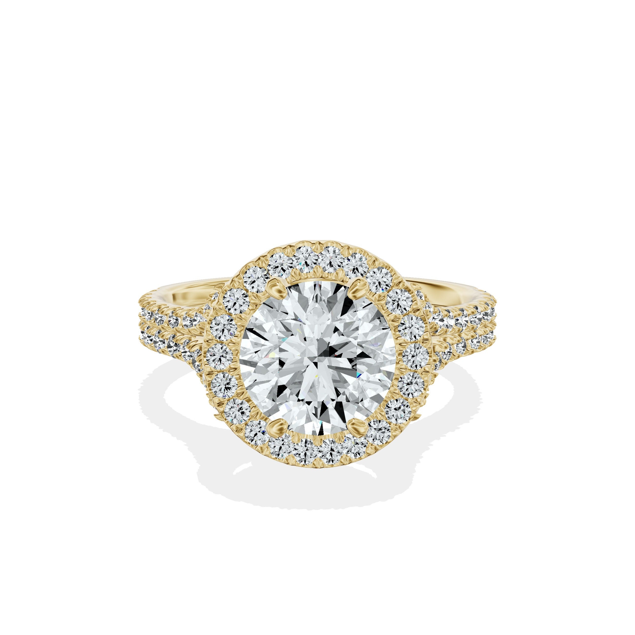 Split Shank Hidden Halo Engagement Ring