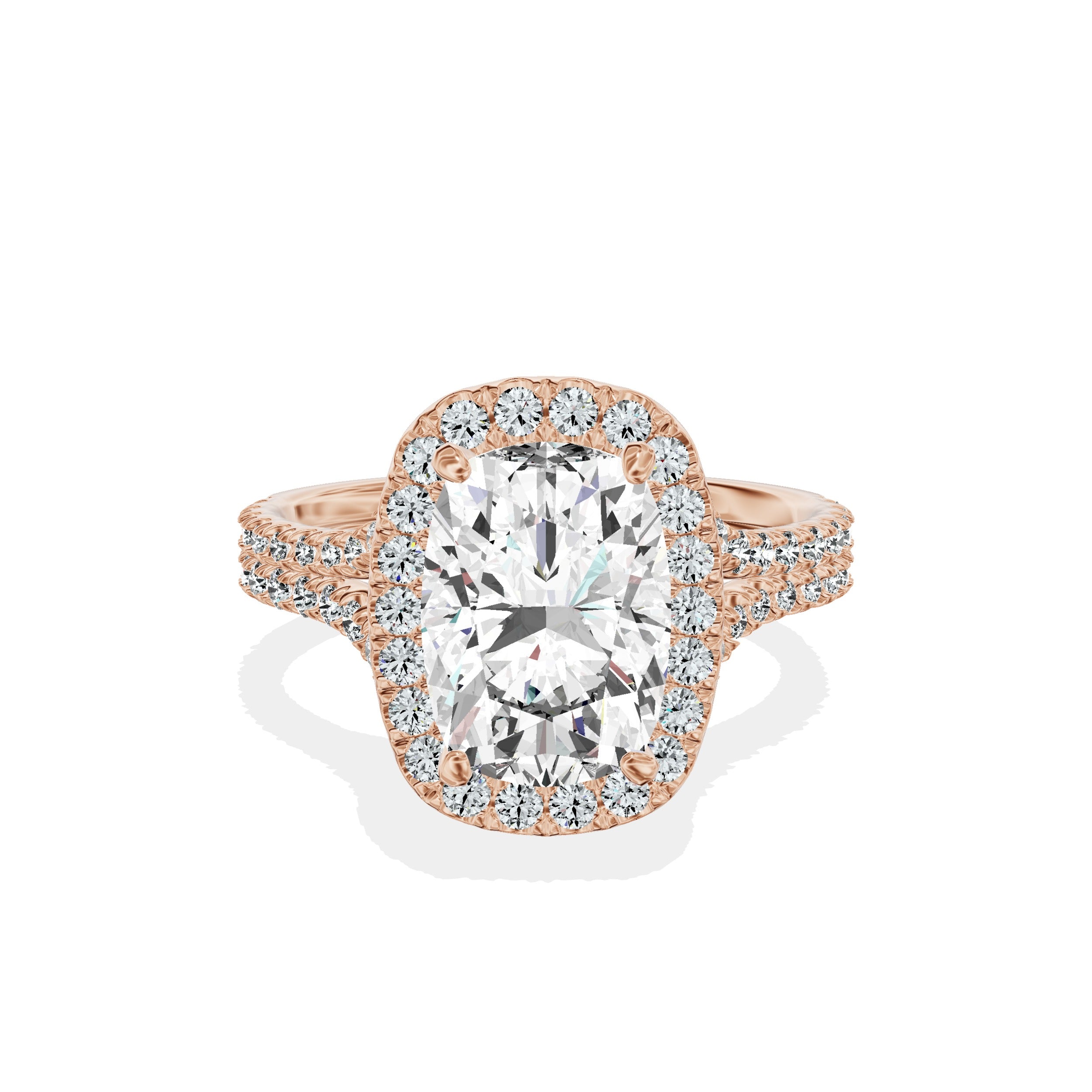 Split Shank Hidden Halo Engagement Ring