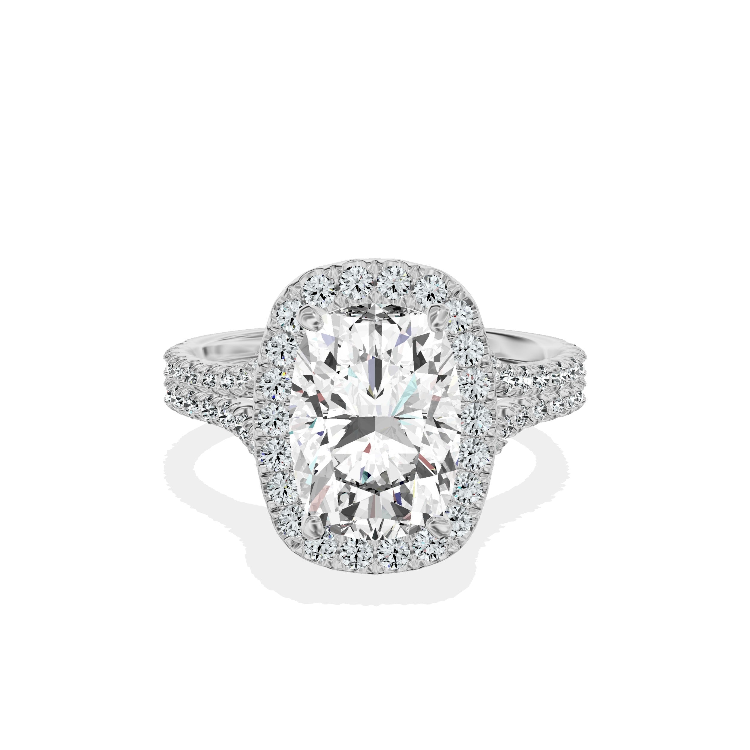 Split Shank Hidden Halo Engagement Ring
