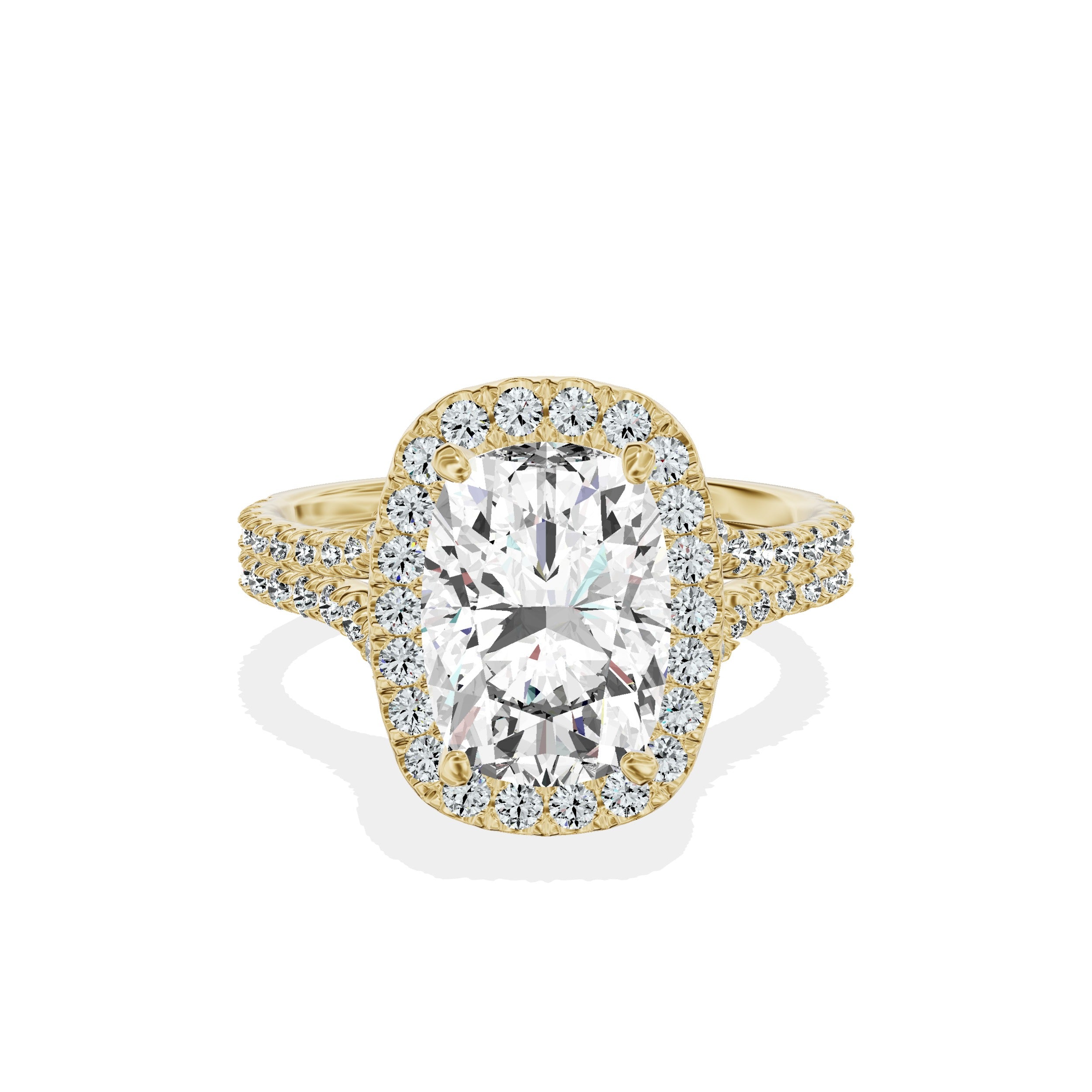 Split Shank Hidden Halo Engagement Ring
