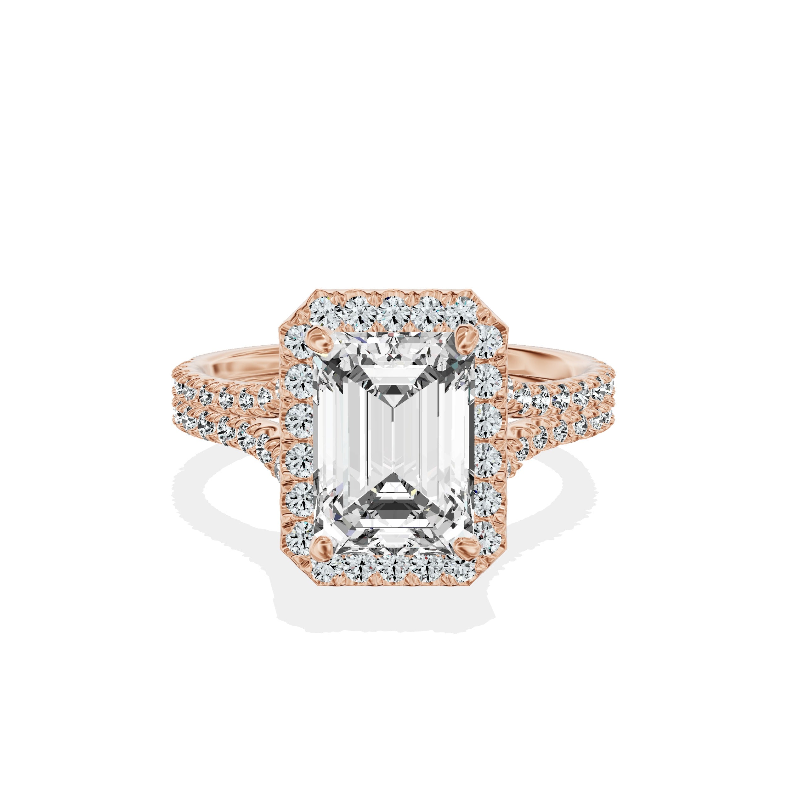 Split Shank Hidden Halo Engagement Ring