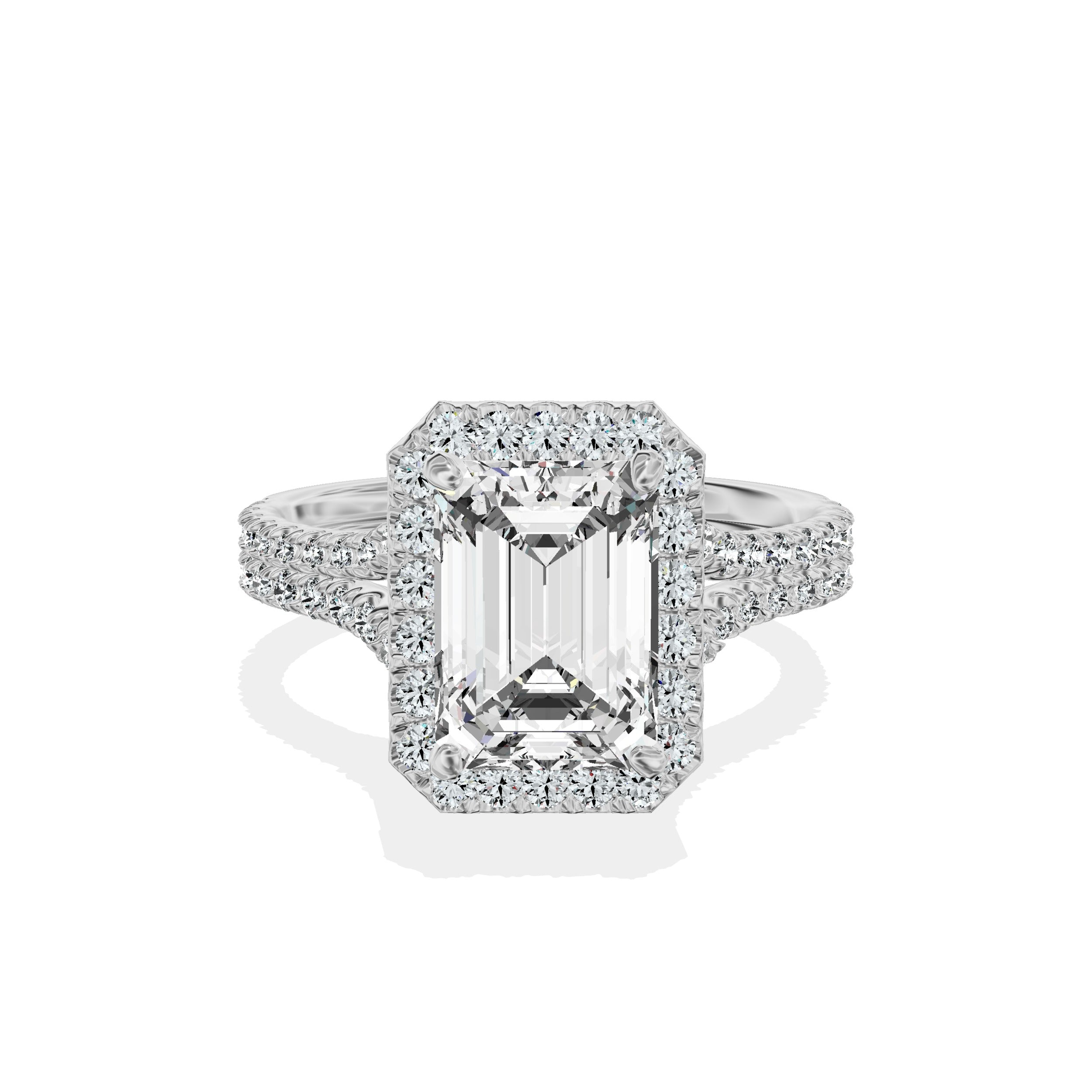 Split Shank Hidden Halo Engagement Ring