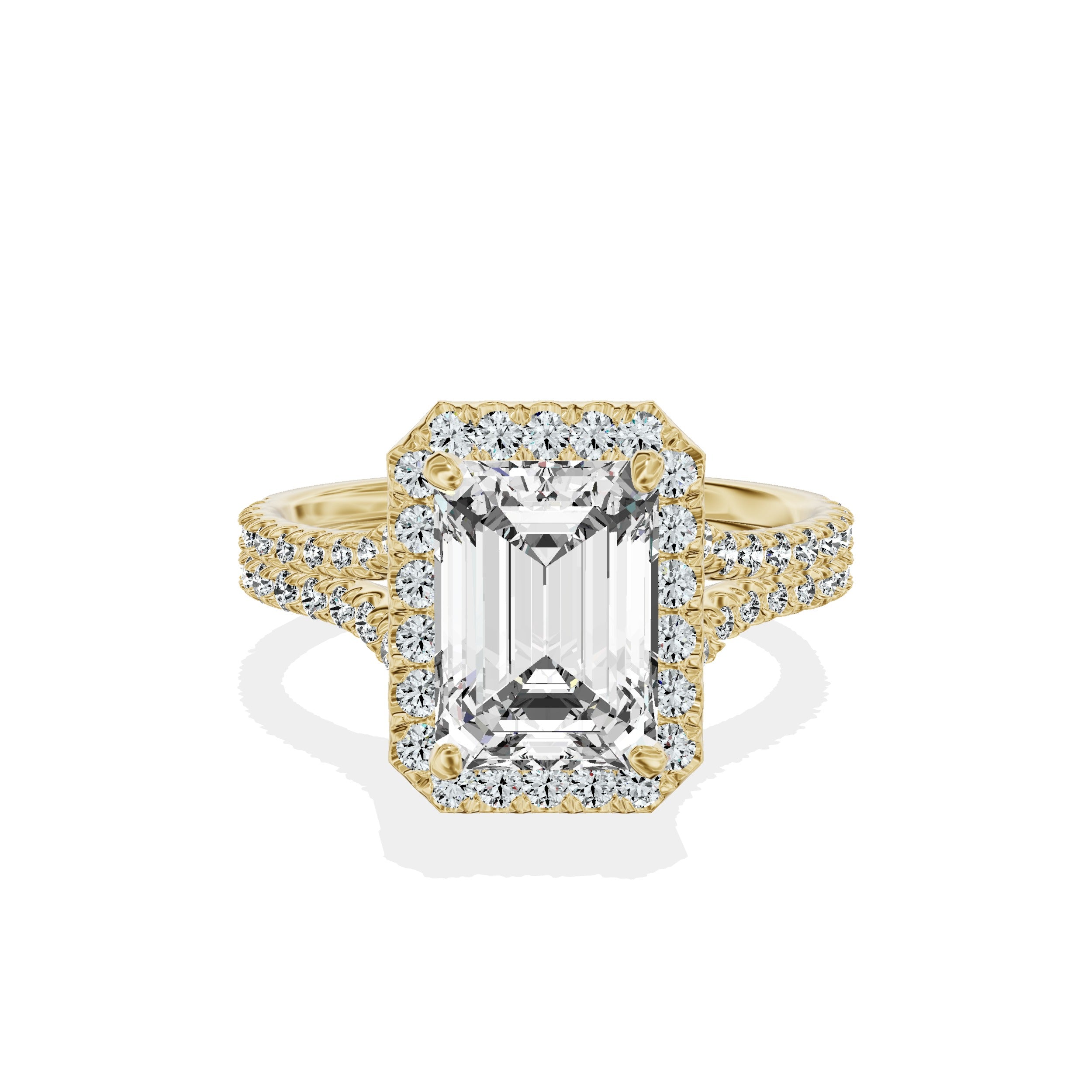 Split Shank Hidden Halo Engagement Ring