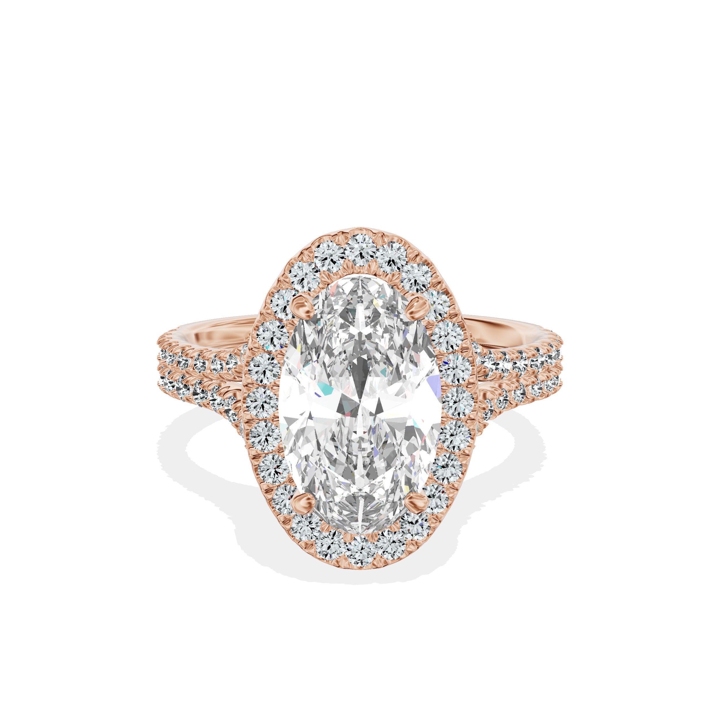 Split Shank Hidden Halo Engagement Ring