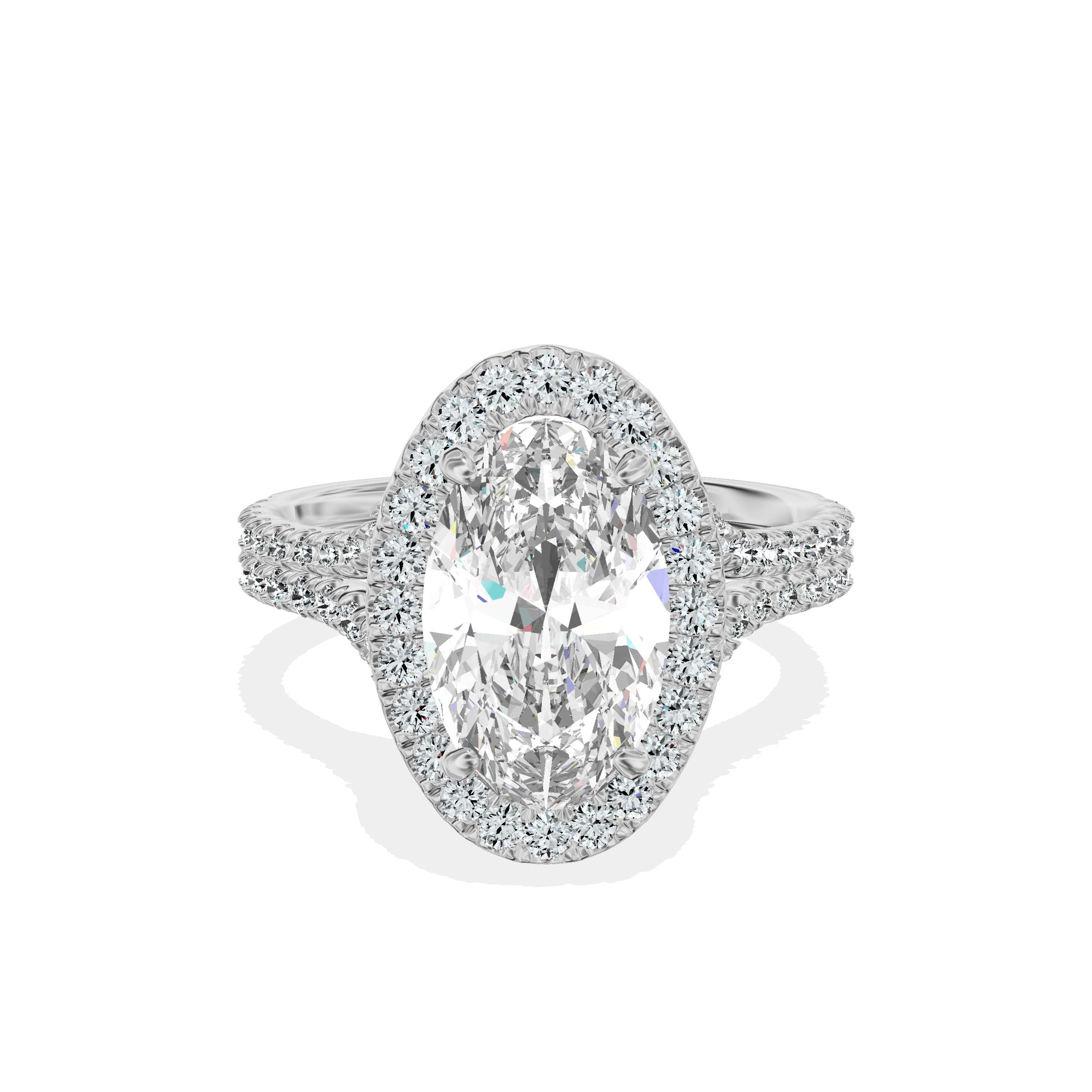 Split Shank Hidden Halo Engagement Ring