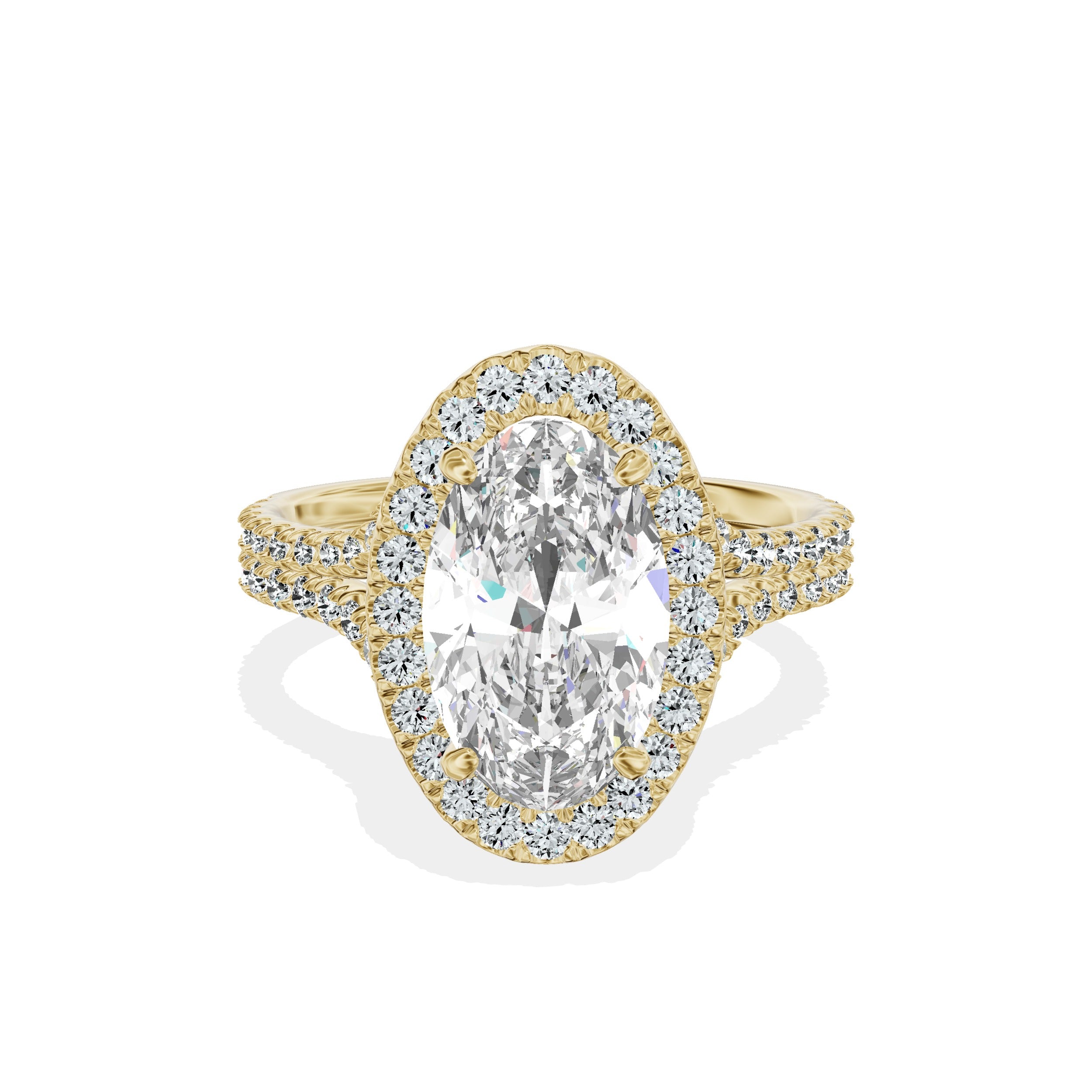 Split Shank Hidden Halo Engagement Ring