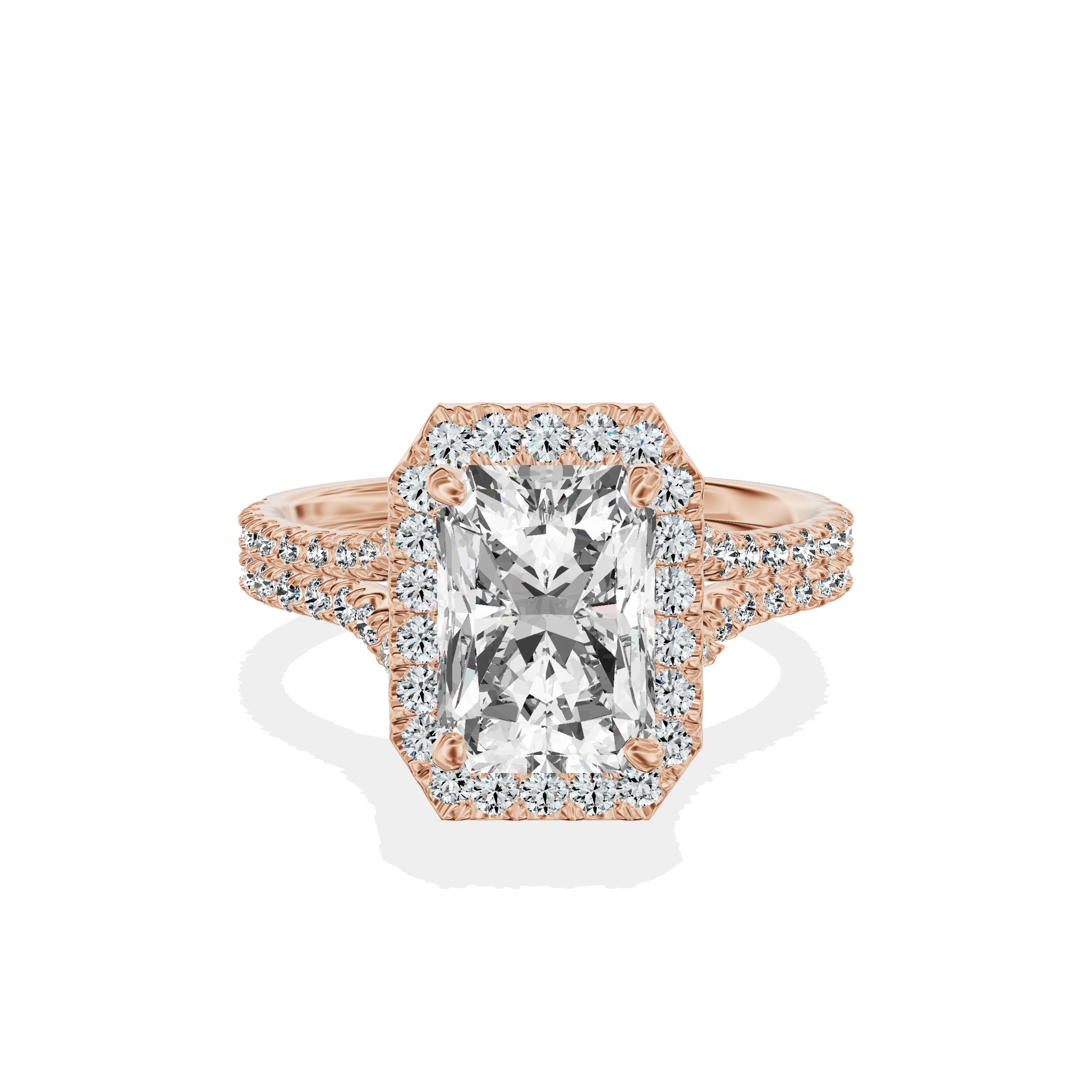 Split Shank Hidden Halo Engagement Ring