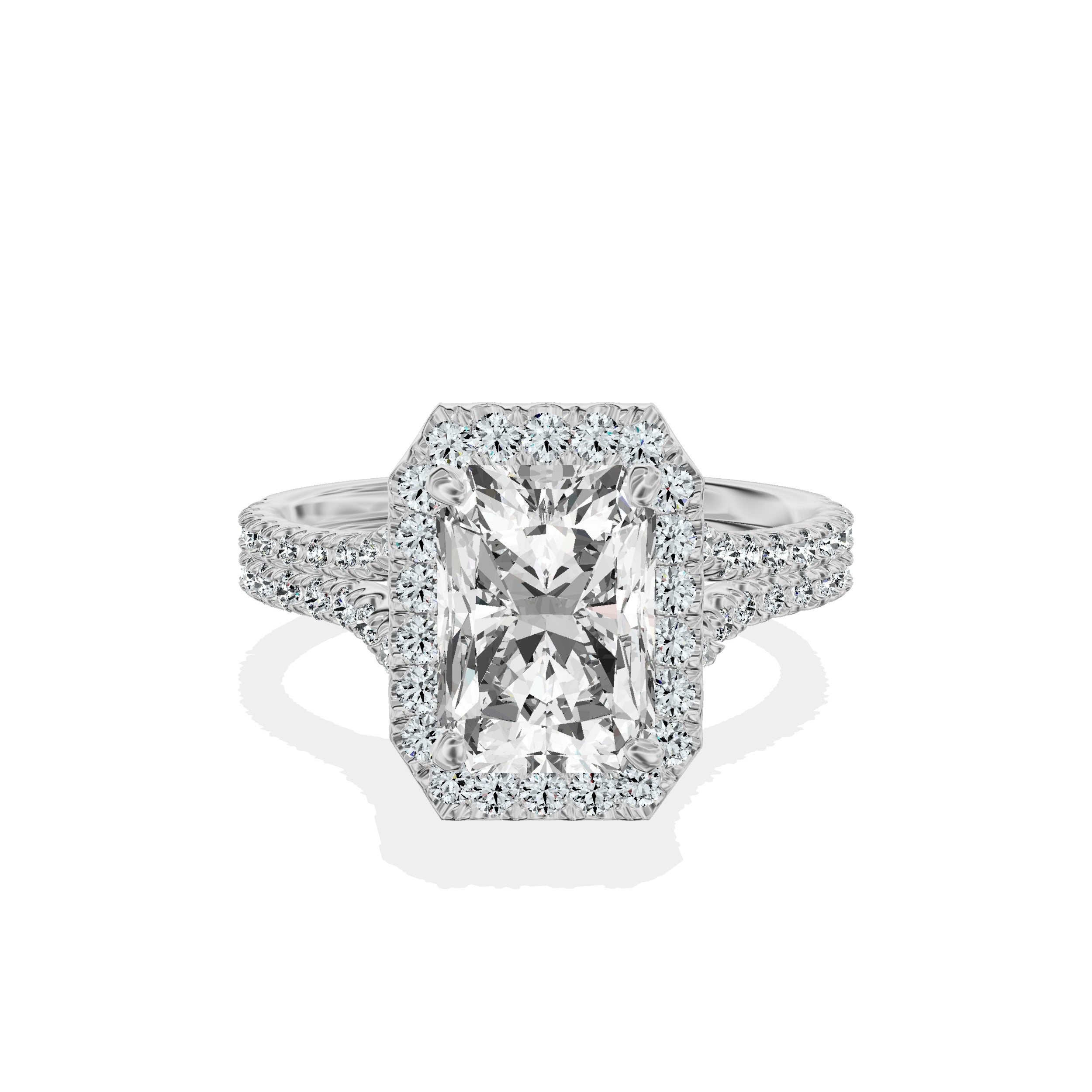 Split Shank Hidden Halo Engagement Ring