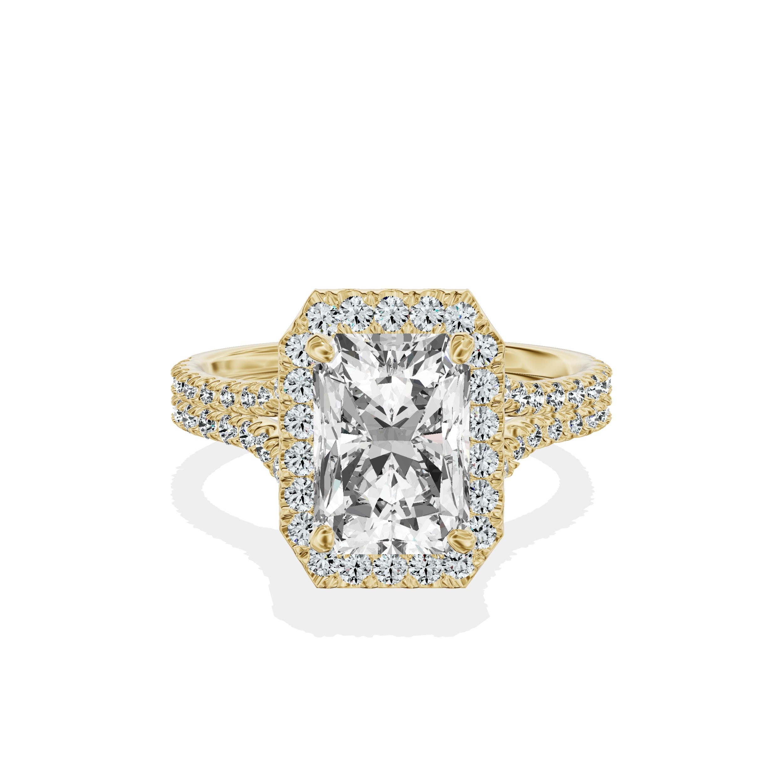 Split Shank Hidden Halo Engagement Ring