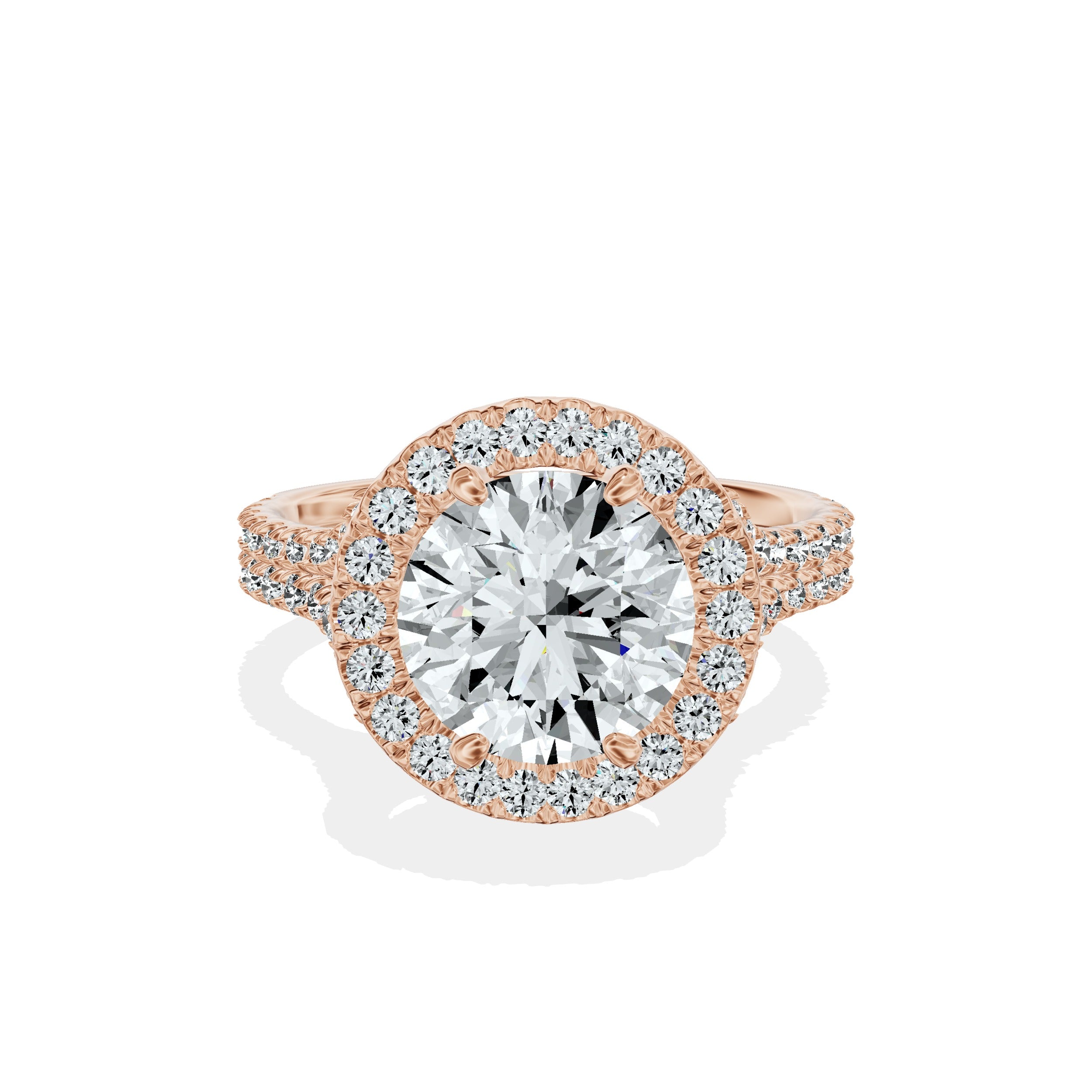 Split Shank Hidden Halo Engagement Ring