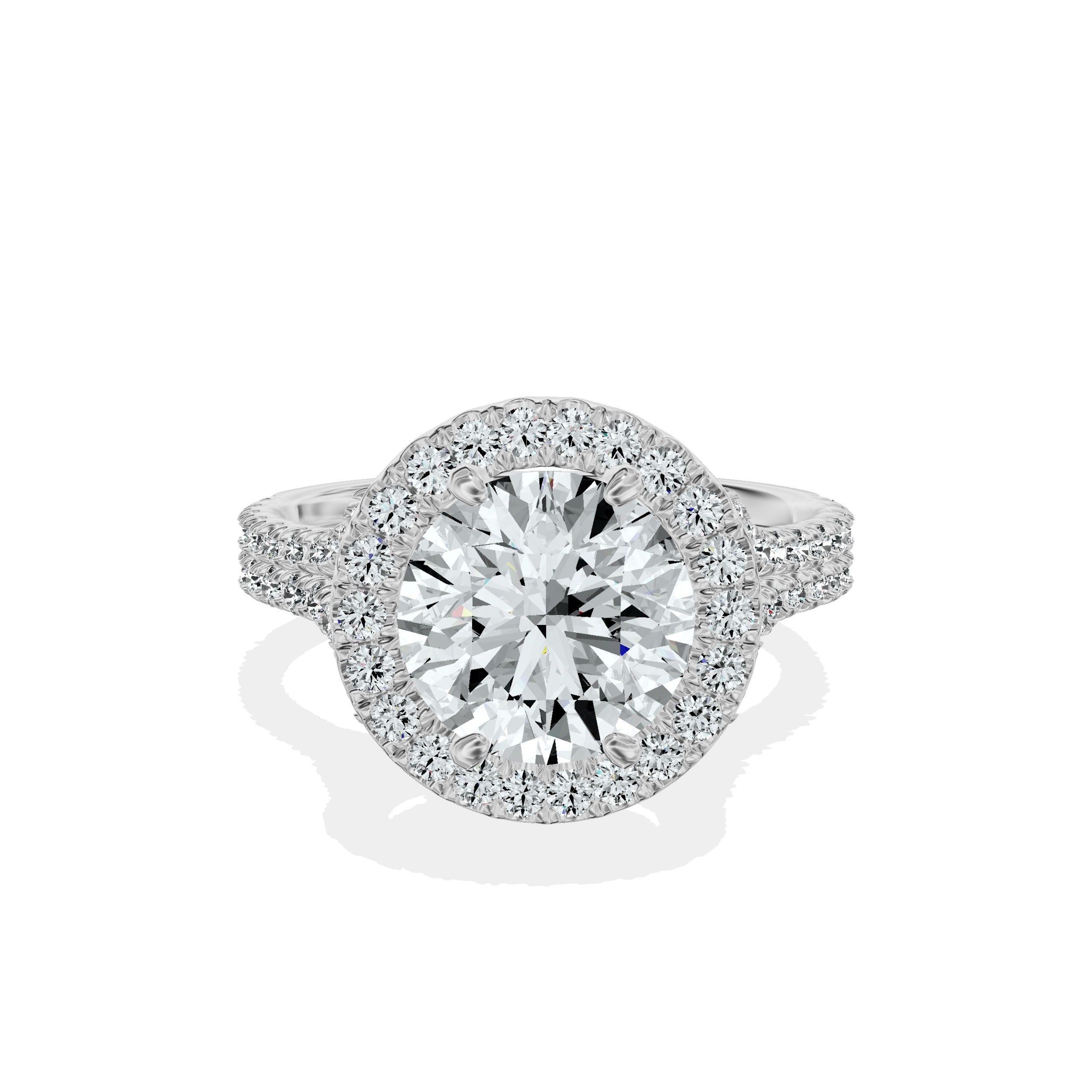 Split Shank Hidden Halo Engagement Ring