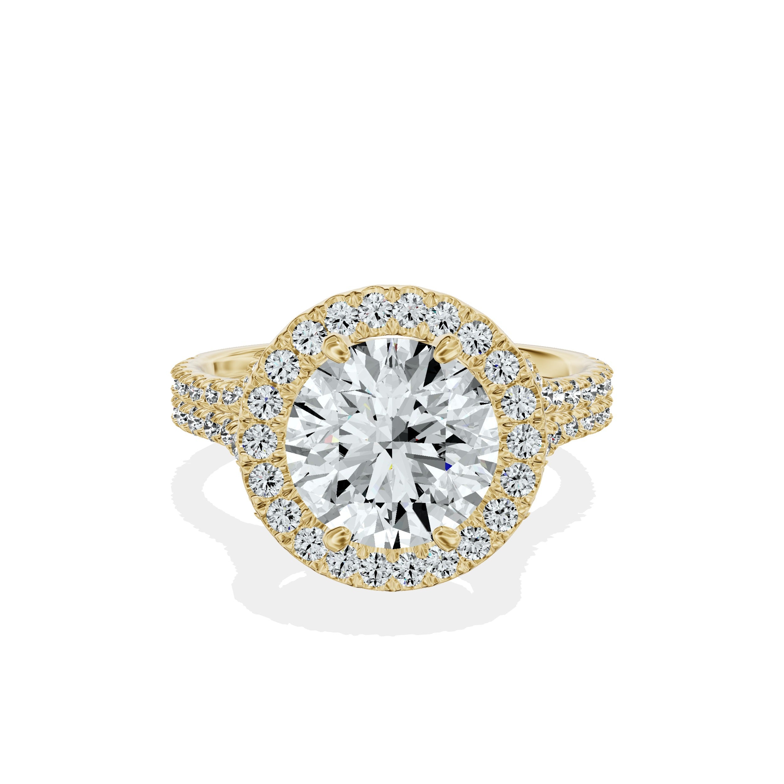 Split Shank Hidden Halo Engagement Ring