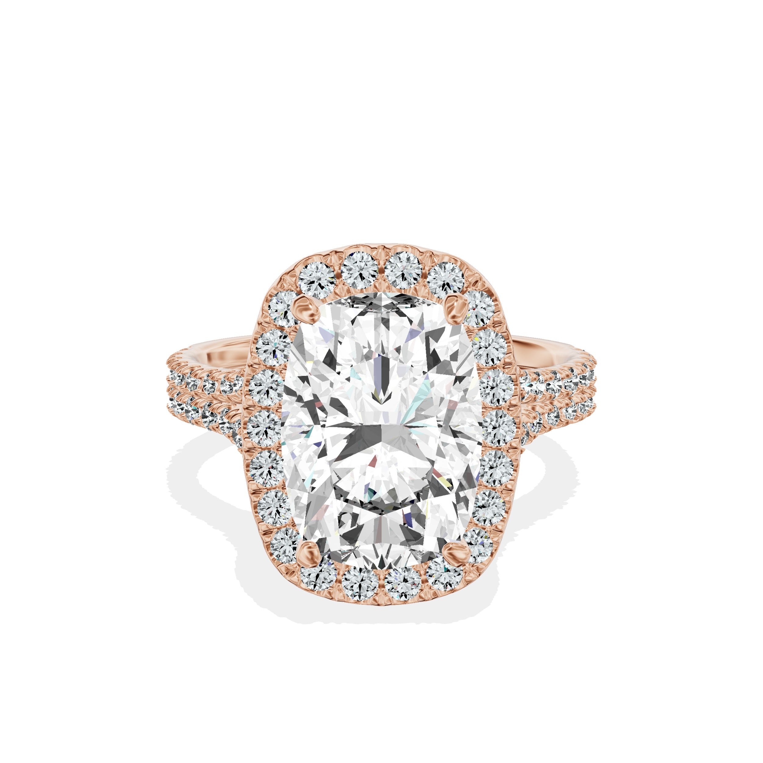 Split Shank Hidden Halo Engagement Ring