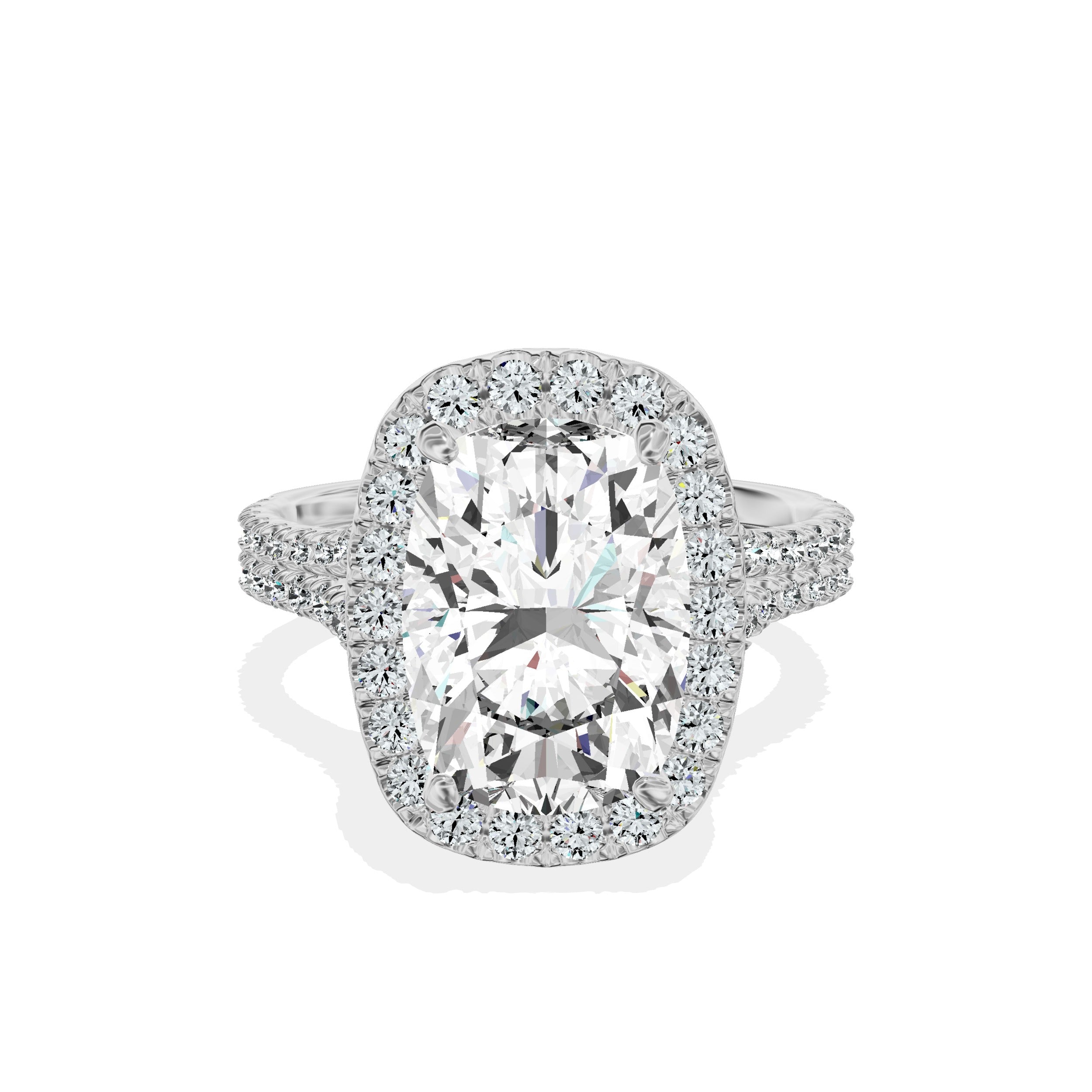 Split Shank Hidden Halo Engagement Ring