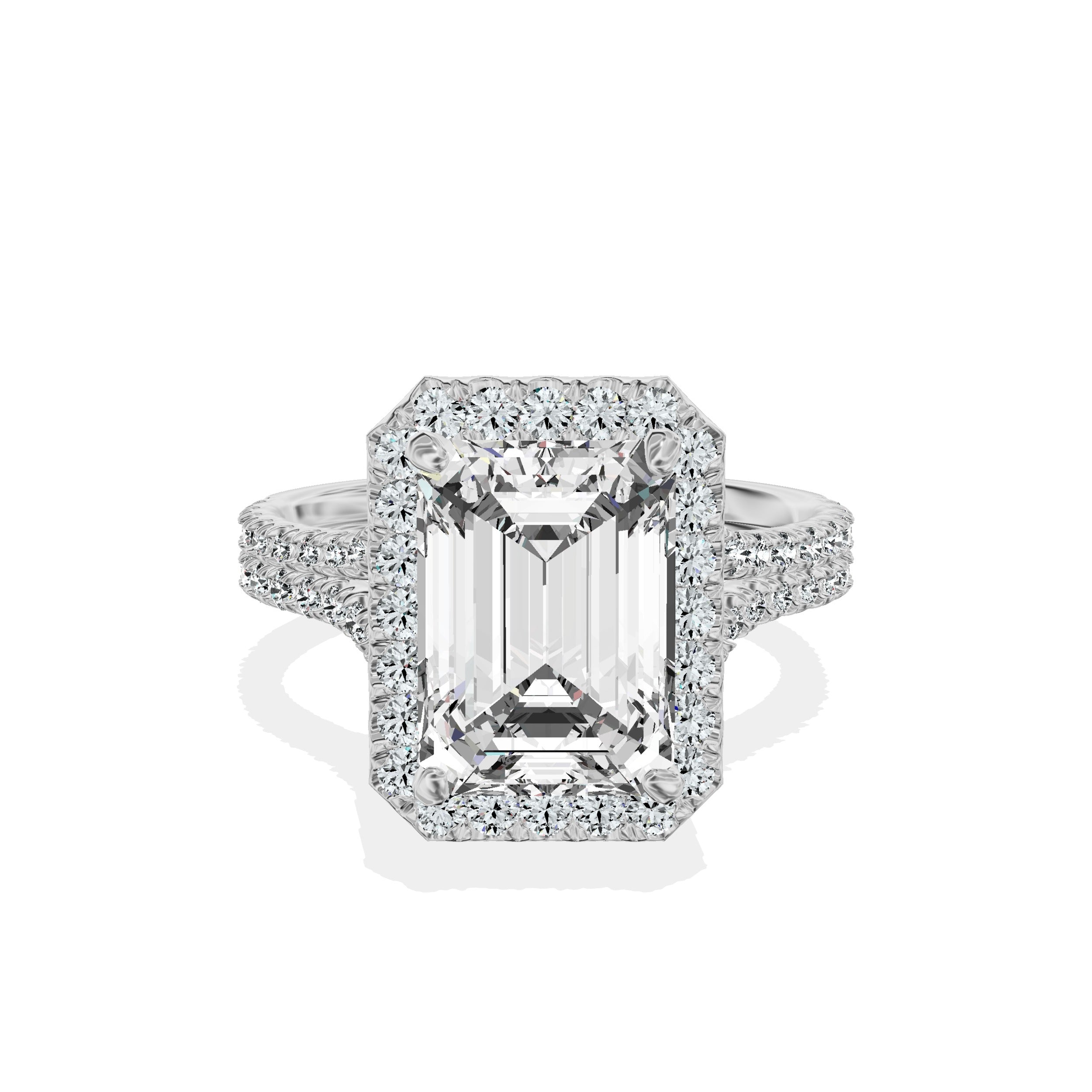 Split Shank Hidden Halo Engagement Ring