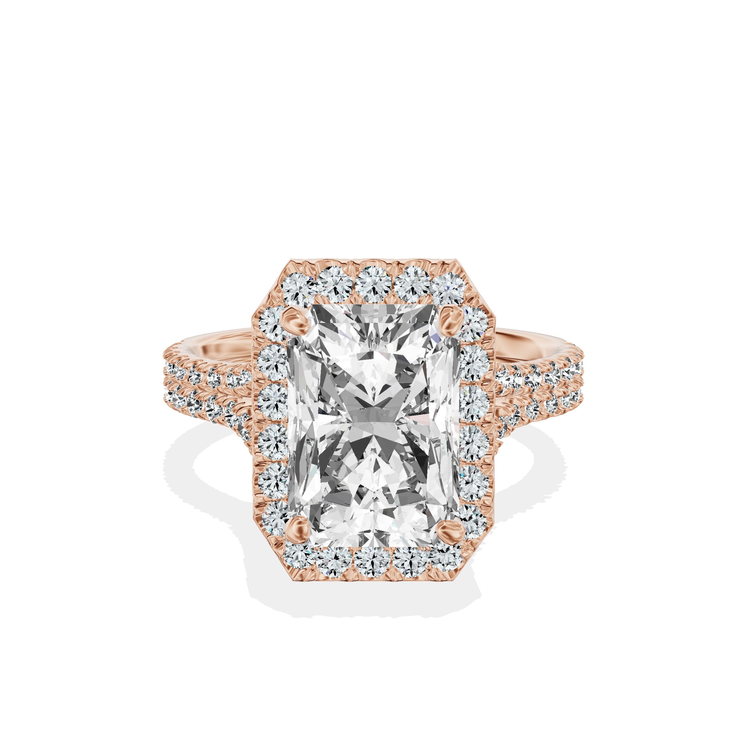 Split Shank Hidden Halo Engagement Ring