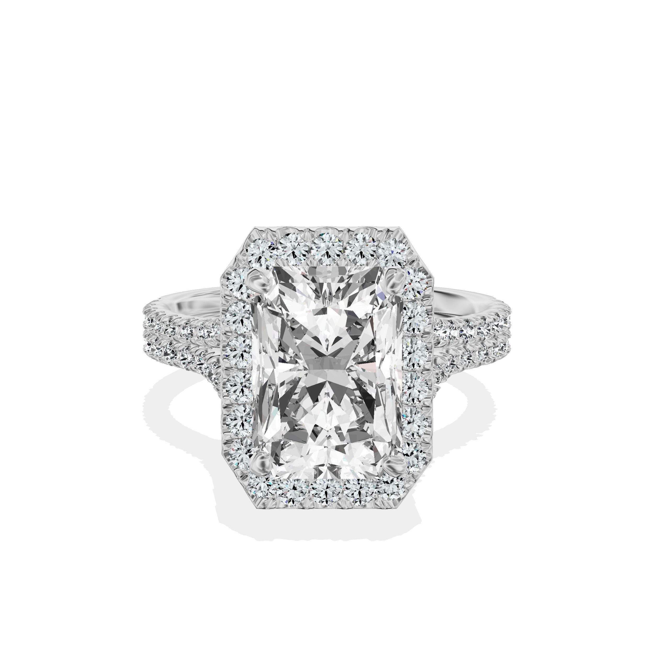 Split Shank Hidden Halo Engagement Ring