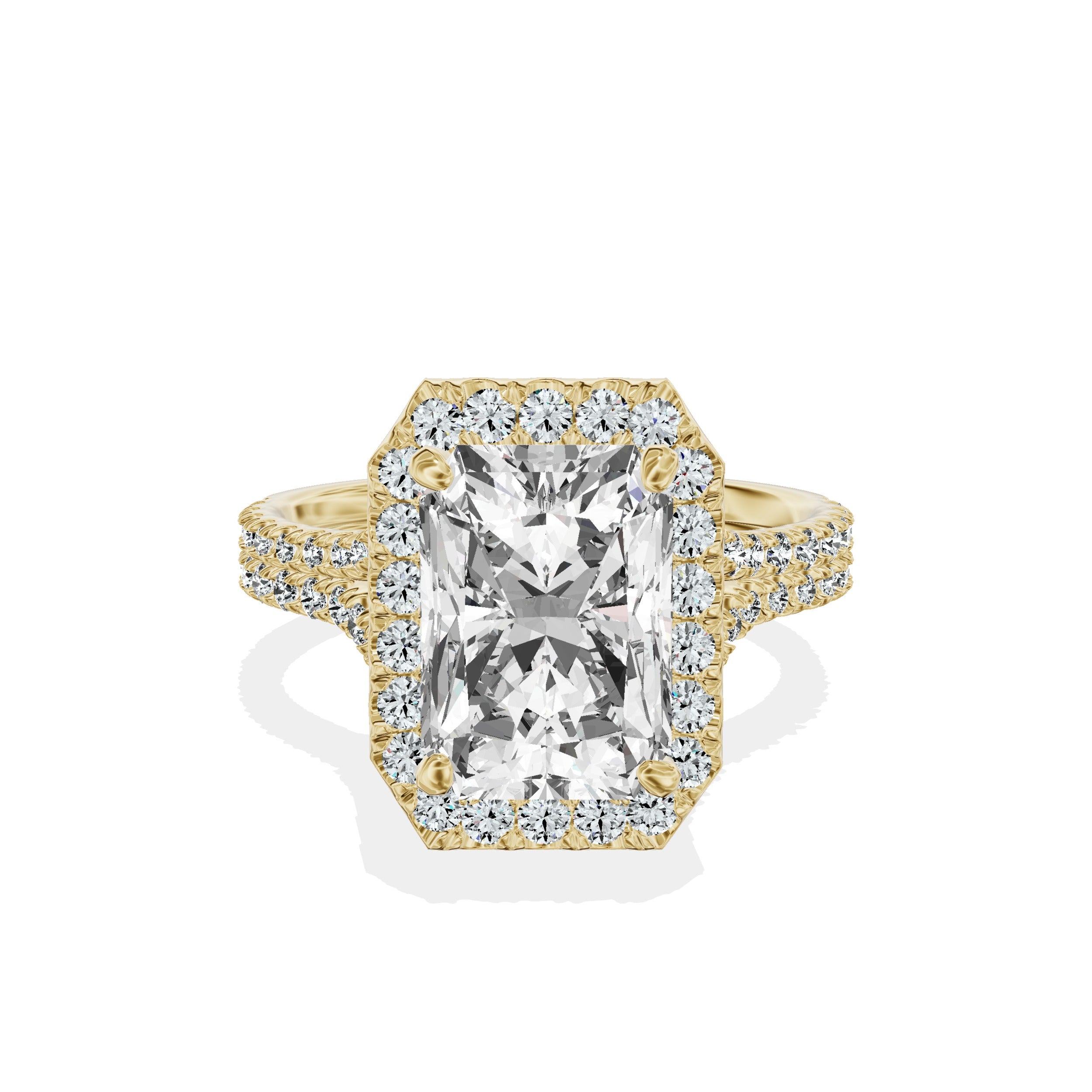 Split Shank Hidden Halo Engagement Ring