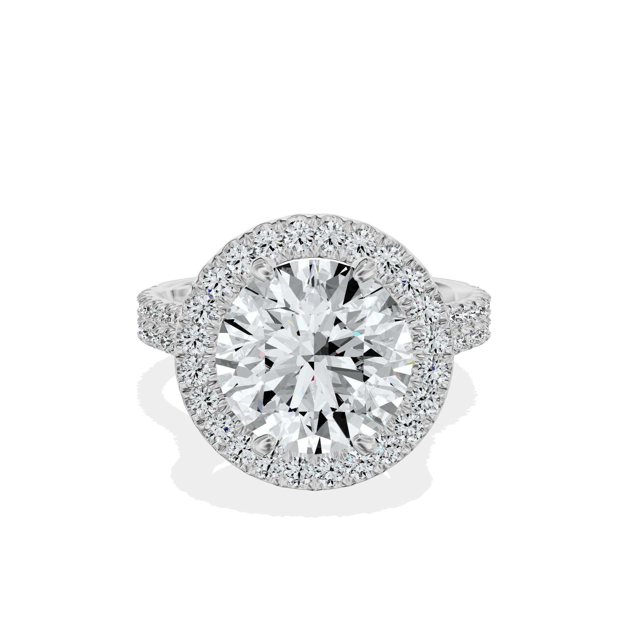 Split Shank Hidden Halo Engagement Ring