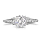 Elle Vintage Style Round Engagement Ring in White Gold