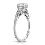 Elle Vintage Style Round Engagement Ring in White Gold