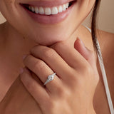 Elle Vintage Style Round Engagement Ring in White Gold