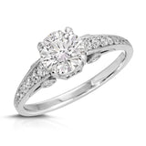 Elle Vintage Style Round Engagement Ring in White Gold