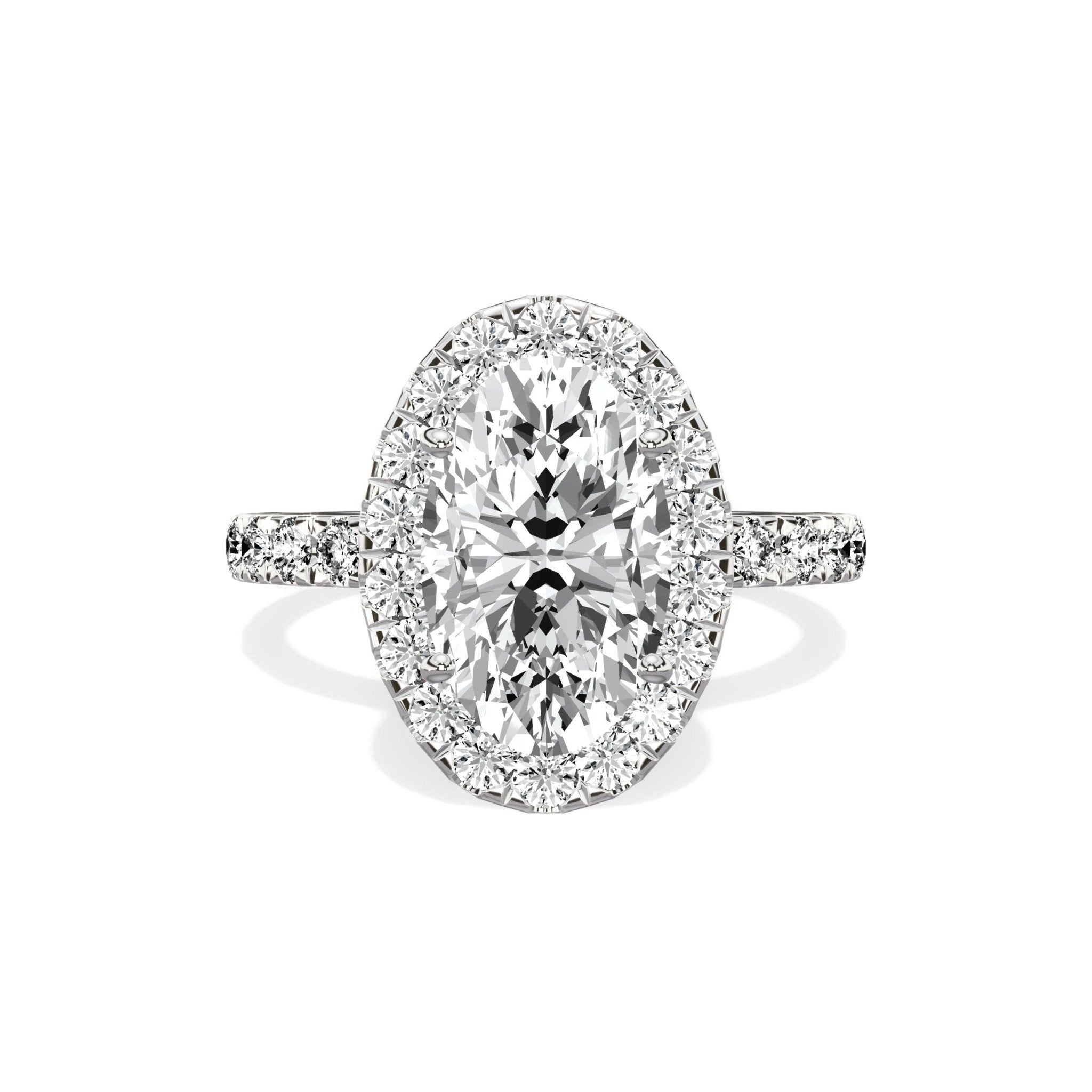 Romantic Halo 2.03 ct Oval Engagement Ring in White Gold - The Better Diamonds