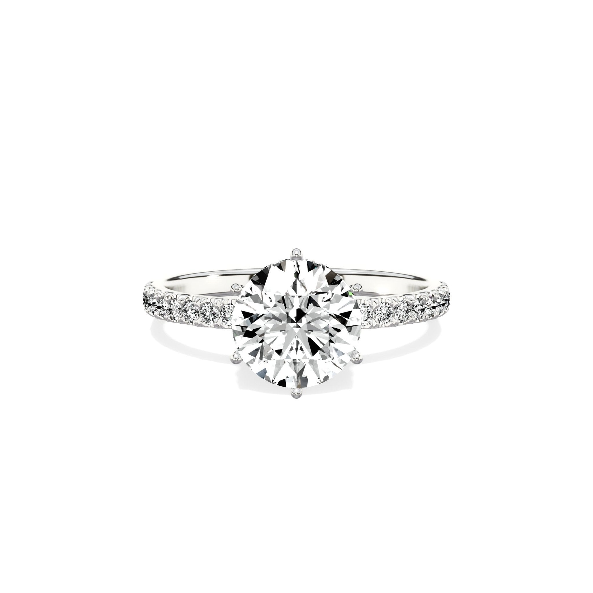 Rose Hidden Halo 1.80 ct Round Engagement Ring in White Gold - The Better Diamonds