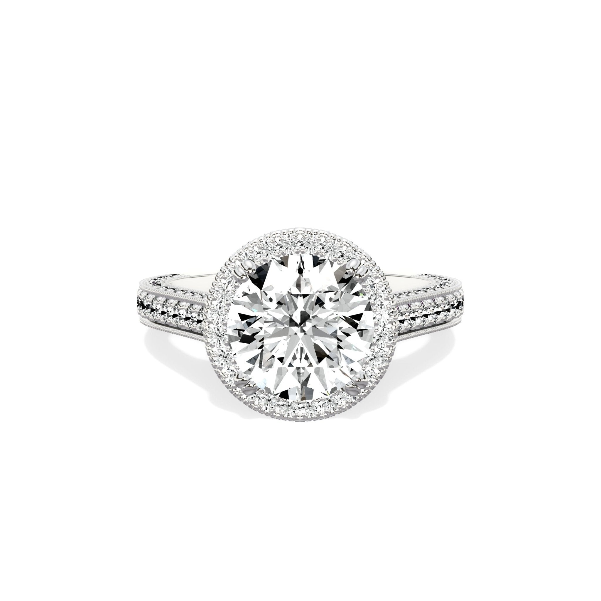 Royalty Vintage Style 2.07 ct Round Engagement Ring in White Gold - The Better Diamonds