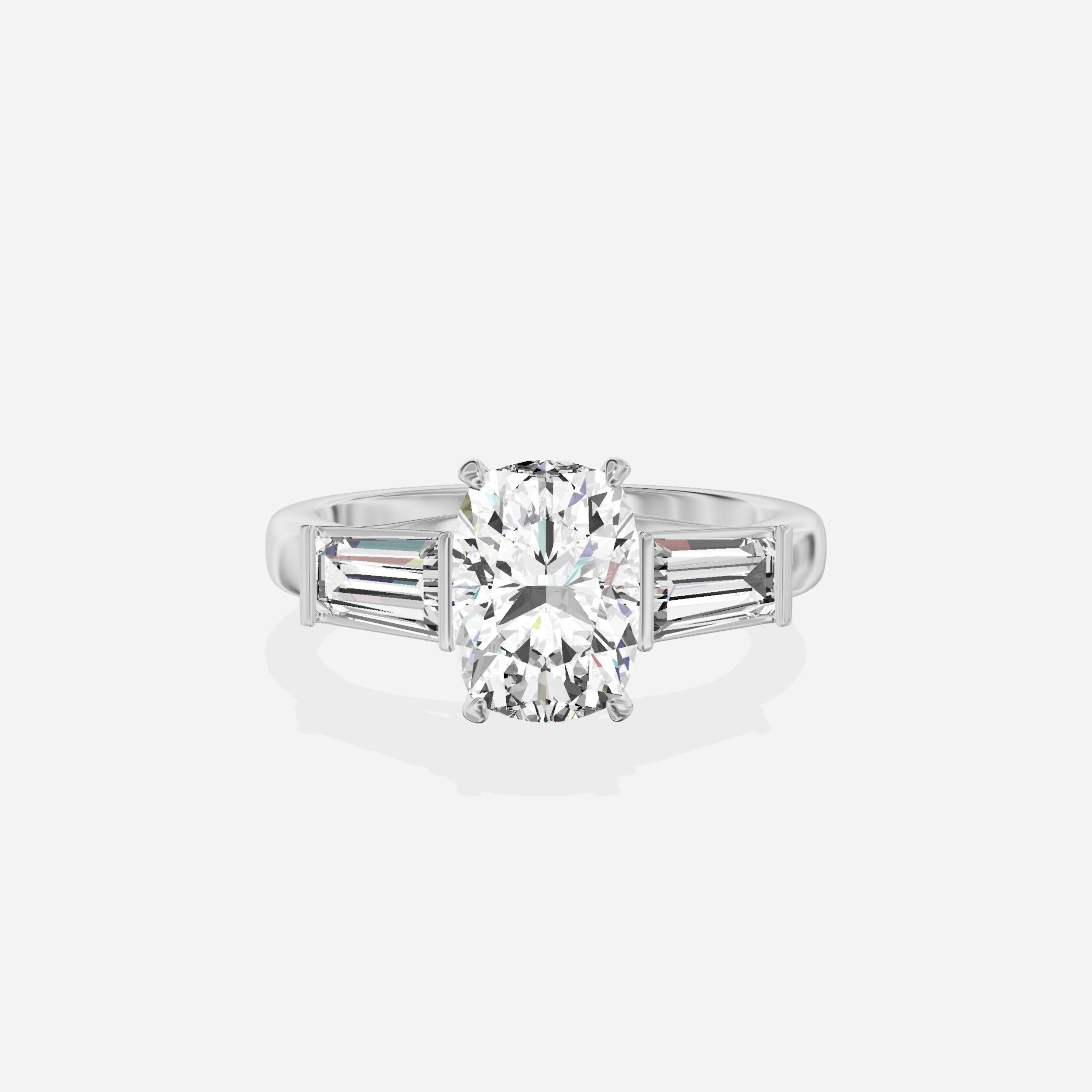 Baguette Three Stone Engagement Ring