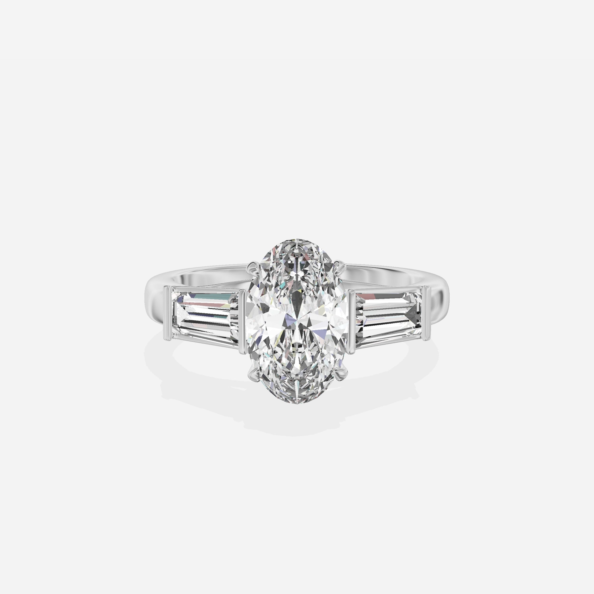 Baguette Three Stone Engagement Ring