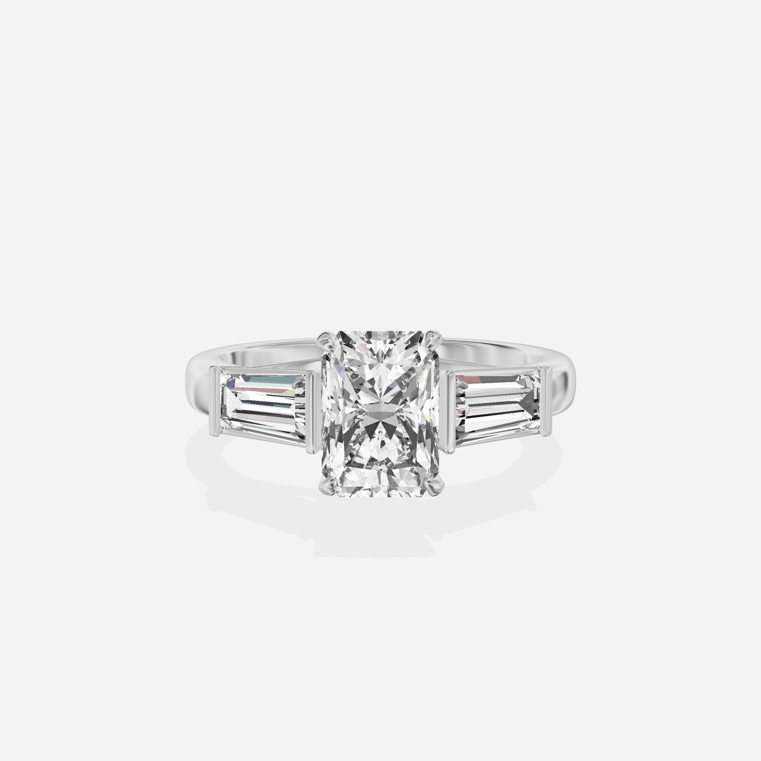 Baguette Three Stone Engagement Ring
