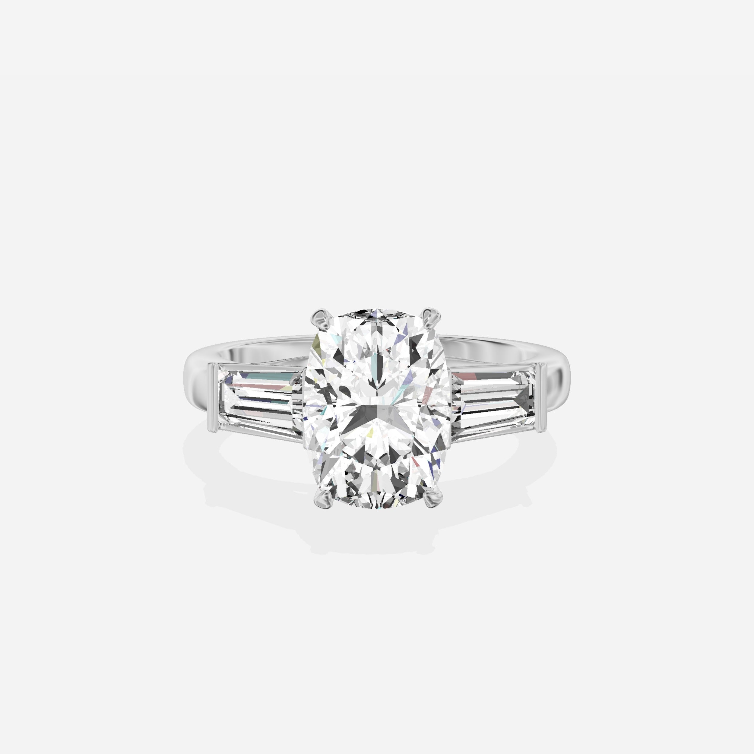 Baguette Three Stone Engagement Ring