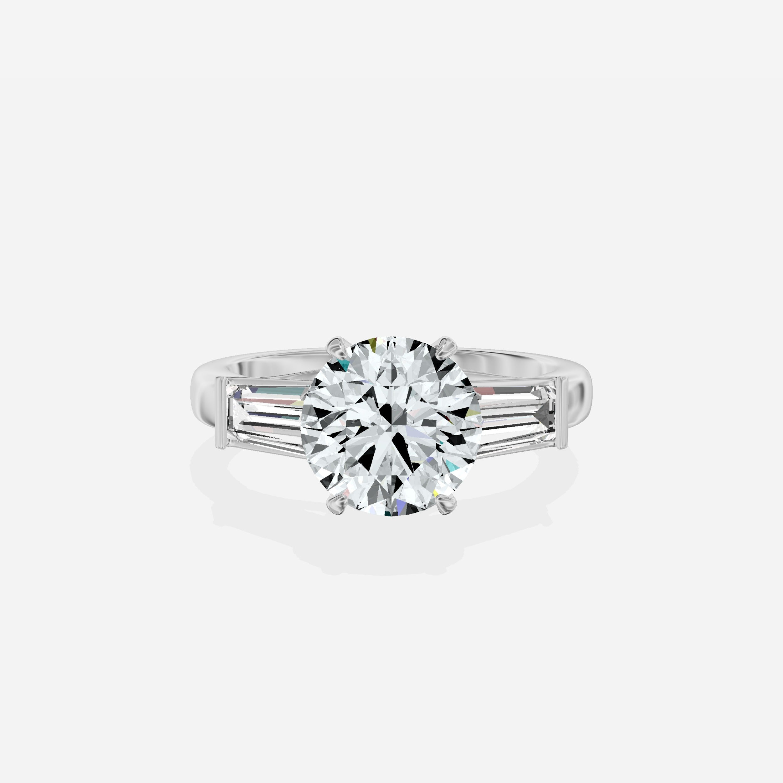 Baguette Three Stone Engagement Ring