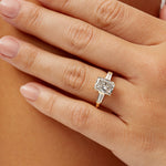 Baguette Three Stone Long Radiant Engagement Ring in Yellow Gold