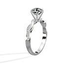Intertwined Solitaire Round Engagement Ring in White Gold