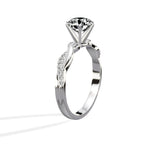 Intertwined Solitaire Round Engagement Ring in White Gold