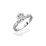 Intertwined Solitaire Round Engagement Ring in White Gold