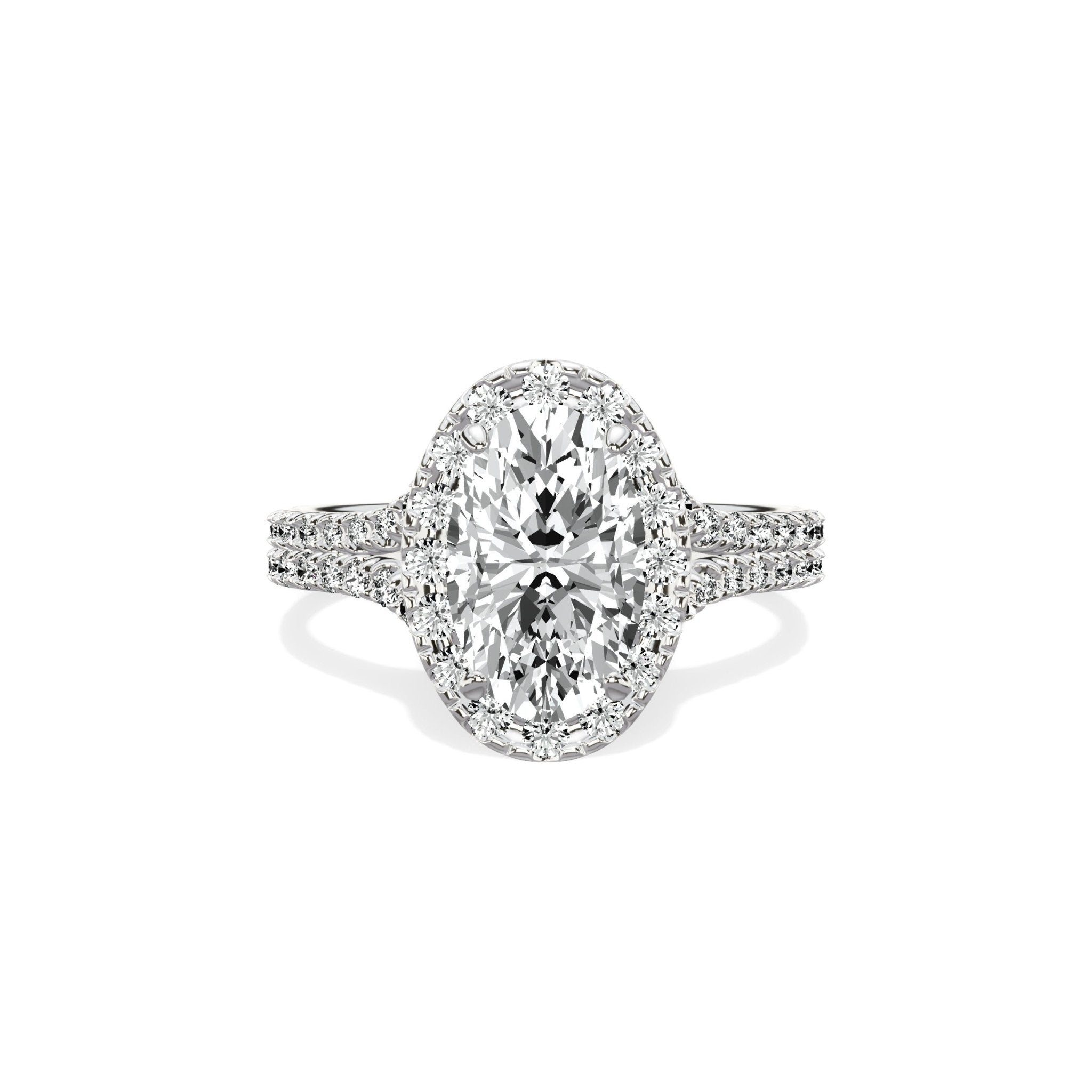 Split Shank Hidden Halo 1.53 ct Oval Engagement Ring in White Gold - The Better Diamonds