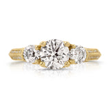 Heirloom Three Stone Round Engagement Ring in Yellow Gold