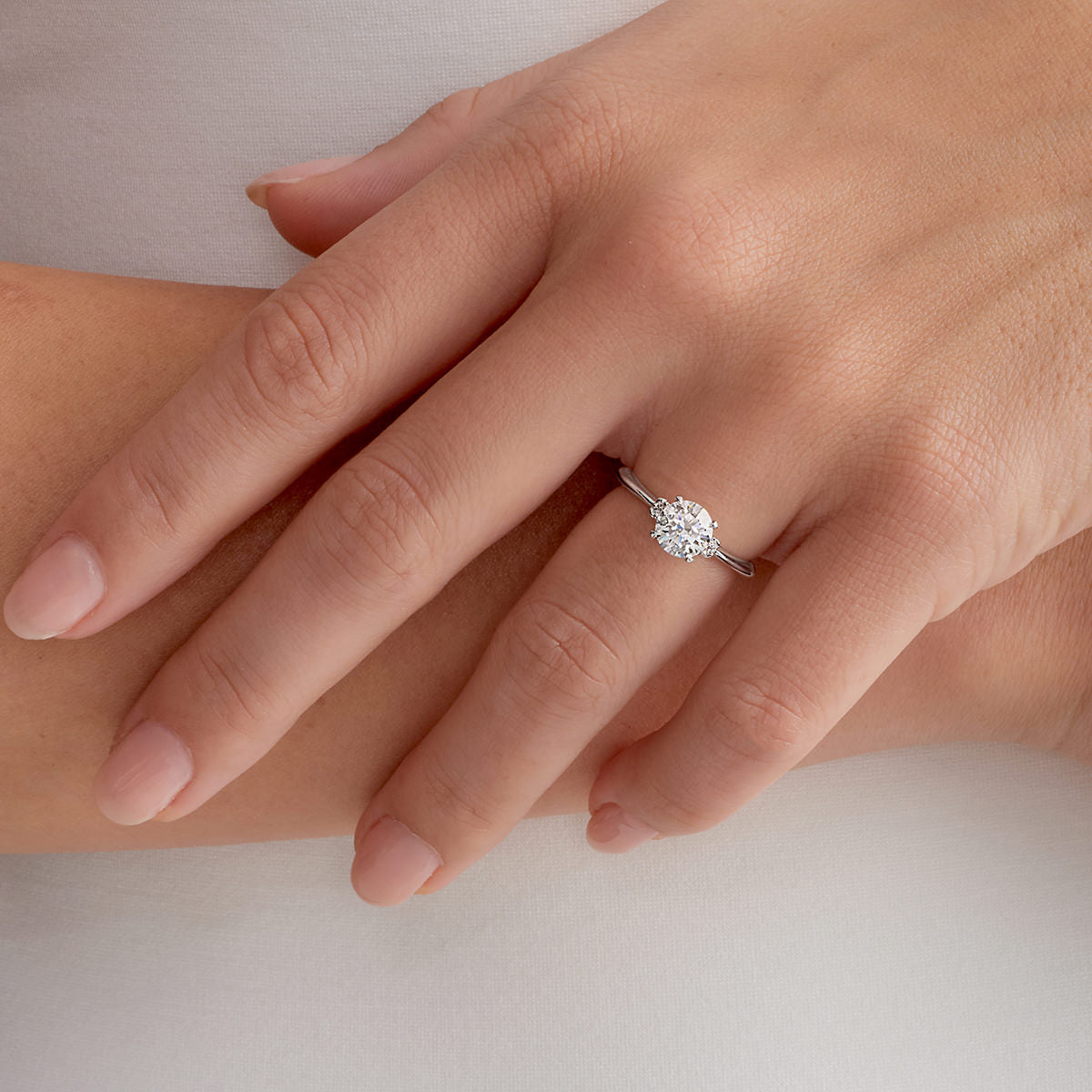 European Solitaire Round Engagement Ring in White Gold