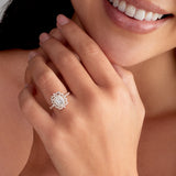 Vintage Halo Emerald Engagement Ring in Rose Gold