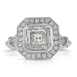 Miami Vintage Style Asscher Cut Engagement Ring in White Gold