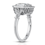 Miami Vintage Style Asscher Cut Engagement Ring in White Gold