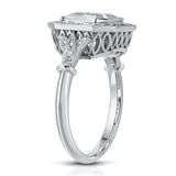 Miami Vintage Style Asscher Cut Engagement Ring in White Gold