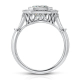 Miami Vintage Style Asscher Cut Engagement Ring in White Gold